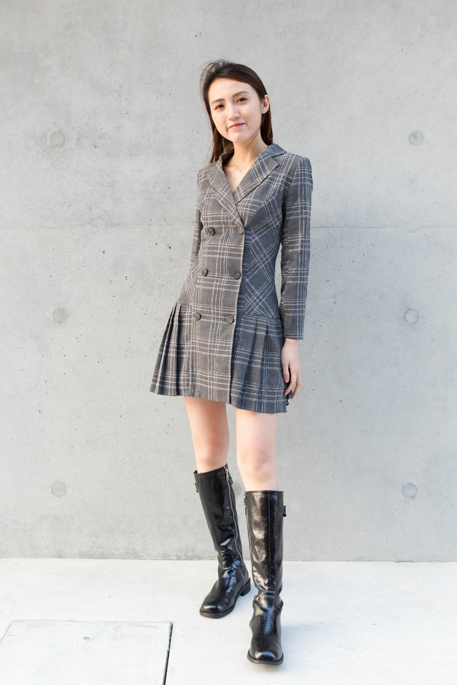 Grey check blazer on sale dress